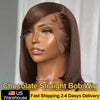 13x4 HD Lace Frontal Chocolate Brown Bob Human Hair Wig – Pre-Plucked Remy Brazilian Straight (Color #4)