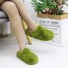 Faux Fur Mule Cork Slippers – Fluffy Indoor/Outdoor Closed-Toe Women's Mules