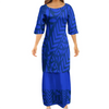 Women's Summer Puffed Sleeve Ankle-Length Printed Loose Casual Party Dress