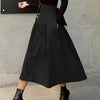 Women's Korean A-Line Ankle-Length Skirt High Waist Bow Solid Color Long Swing Skirt