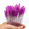 5/25/50-Pack Pink Disposable Eyelash Brushes Crystal Handle Spoolies for Extensions & Mascara