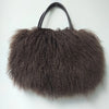 Women's Genuine Fox Fur & Leather Handbag - Square Winter Fur Coin Purse with Zipper