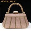 Rhinestone Evening Clutch Diamond-Style Minaudiere with Metal Handle & 47in (120cm) Chain
