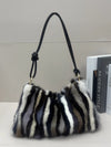 Real Mink Fur Shoulder Bag Luxury Women's Fur Crossbody Handbag