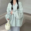 Women's Oversized V-Neck Knit Sweater - Harajuku Korean Long Sleeve Loose Pullover for Autumn Winter