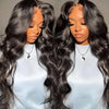 Natural Black 13x4 HD Transparent Lace Front Wig Brazilian Human Hair Wigs Pre-Plucked Body Wave 180% Density Lace Frontal Wig