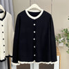 Plus Size Women's Color Block Knit Cardigan Sweater - Long Sleeve O-Neck