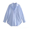 MUJER Women's Multicolor Button-Up Poplin Shirt – Oversized Long-Sleeve Summer Casual Blouse