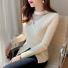 Women's Hollow Knit V-Neck Long Sleeve Slim Stretch Pullover — Lightweight Autumn/Winter Layering Top