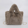 Faux Rabbit Fur Small Square Chain Shoulder Bag - Plush Crossbody Handbag for Autumn Winter