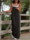Women's Sleeveless Suspender Jumpsuit — Loose Casual Monochrome Summer Jumpsuit with Pockets