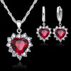 Certified Heart Cubic Zirconia Necklace & Earrings Set — Classic Engagement Bridal Jewelry for Women