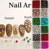 12-Grid Christmas Nail Charms Kit Red & Green Pearlescent Beads Rhinestones Mixed Sizes
