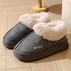 Couples Fleece-Lined Winter Slippers - Warm Indoor House Shoes with Thick Non-Slip Sole