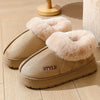 Couples Fleece-Lined Winter Slippers - Warm Indoor House Shoes with Thick Non-Slip Sole