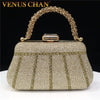 Rhinestone Evening Clutch Diamond-Style Minaudiere with Metal Handle & 47in (120cm) Chain