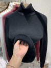 Women's Turtleneck Velvet Lined Knit Sweater - Thick Warm Slim Pullover