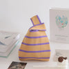 Handmade Knitted Knot Wrist Bag - Striped Mini Tote for Women, Large-Capacity Phone Bucket, Autumn Winter Casual