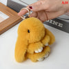 Fluffy Real Rabbit Fur Bunny Pom Pom Keychain 15 cm (5.9 in) for Bag & Car