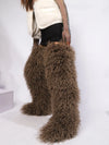 Women's Thigh-High Faux Fur Mongolian Boots - Over-the-Knee Winter Snow Boots with Non-Slip EVA Sole