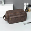 Men's PU Leather Toiletry Bag - Waterproof Travel Dopp Kit with Zipper, Portable Business Clutch