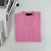 Women's Oversized V-Neck Cotton Knit Sweater - Long Sleeve Casual Pullover for Autumn Winter
