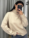 Women's Oversized Turtleneck Sweater - Vintage Knit Pullover, Soft Warm Winter Sweater (Red, Gray)