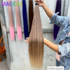 3-Pack 28-Inch (71 cm) Straight Crochet Braids Synthetic Hair Extensions High-Temperature Ombre Blonde Brown Gray
