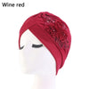 Sequin Flower Turban Head Wrap - Bonnet Bandana Inner Hijab Sleep Cap for Women