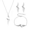 Geometric Pendant Jewelry Set – Stainless Steel Necklace, Bracelet & Earrings for Women, Gold-Tone
