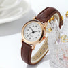 Women's Small 23mm Quartz Watch Leather Strap Arabic Numerals Fashion Wristwatch