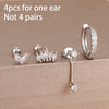 4-Piece 8mm Gold-Tone Stainless Steel Huggie Hoop Earrings Set with Cubic Zirconia Flower Studs