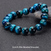 Blue Tiger Eye Beaded Bracelet - Natural Round Stone Beads 6/8/10mm, Minimalist Unisex