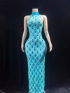 Sparkling Sequin & Crystal Long Evening Gown - Sheer Sexy Ball Party Dress for Women
