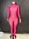 Sparkly Long Sleeve Crystal Romper Bodysuit - Bodycon One-Piece Jumpsuit for Pole Dance Stage Performance & Women's Party