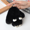 Fluffy Real Rabbit Fur Bunny Pom Pom Keychain 15 cm (5.9 in) for Bag & Car