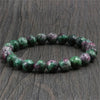 Red & Green Natural Gemstone Strand Bracelet – Unisex Toggle Clasp for Positive Energy, Luck & Wealth