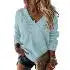 Plus Size V-Neck Dropped Shoulder Knit Sweater Pullover Long Sleeve Casual Crochet Jumper (0XL-3XL)