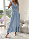 Women's V-Neck Solid A-Line Maxi Dress - Sleeveless Office & Casual Summer Gown