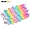 Synthetic Braiding Hair Extensions 24 in (60 cm) Loose Deep Wave Ombre Brown Rainbow Twist Crochet 3-Pack