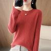 Women Striped Knit O-Neck Pullover Sweater Loose Long Sleeve Autumn Winter Casual Korean Fashion