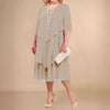 Plus Size Chiffon Midi Dress L-5XL — Irregular Layered Hem Flowy A-Line O-Neck Party & Wedding Guest Dress