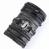 10-Pack Adjustable Black Woven Wrap Leather Bracelets – Handmade Unisex Rope Chain Lace-Up