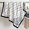 Luxury Square Silk-Feel Scarf 70 x 70 cm (27.6 x 27.6 in) Korean Fashion Floral Bandana Kerchief Wrap