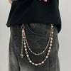 Cross Pendant Imitation Pearl Keychain Belt Chain - Unisex Punk Jeans Hip Hop Waist Chain