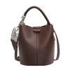 Retro Small Bucket Crossbody Bag for Women - Adjustable Chain and Leather Strap, Colors Black Beige Brown Burgundy
