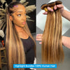 P4/27 Highlight Brown Remy Brazilian Straight Human Hair Bundles 22/24/26 Inch (56/61/66 cm)
