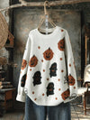 Plus Size Halloween Knit Drop Shoulder Sweater - Women's Casual Long Sleeve Round Neck Jumper for Fall & Winter