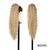 Long Ombre Blonde Synthetic Clip-In Braided Wavy Ponytail Hairpiece — Black to Brown Hair Extension