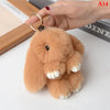 Fluffy Real Rabbit Fur Bunny Pom Pom Keychain 15 cm (5.9 in) for Bag & Car